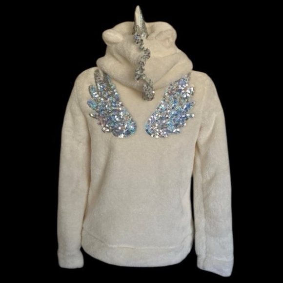 (NWT) Cat & Jack Girl’s Soft Plush Unicorn Hooded Full Zip, XL (14/16) - Picture 1 of 11